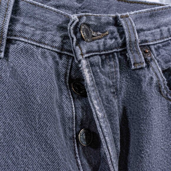 Levis 501 Black Denim Jeans Button Fly Grunge Skate 28 x 32 VTG 80s Grunge - Picture 8 of 14